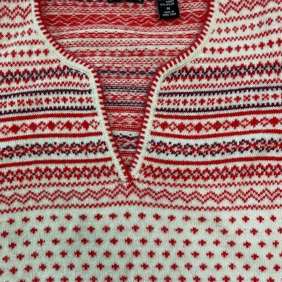 Moda International Nordic V-Neck Wool and Angora Blend Long Sleeve Sweater - Picture 5 of 5